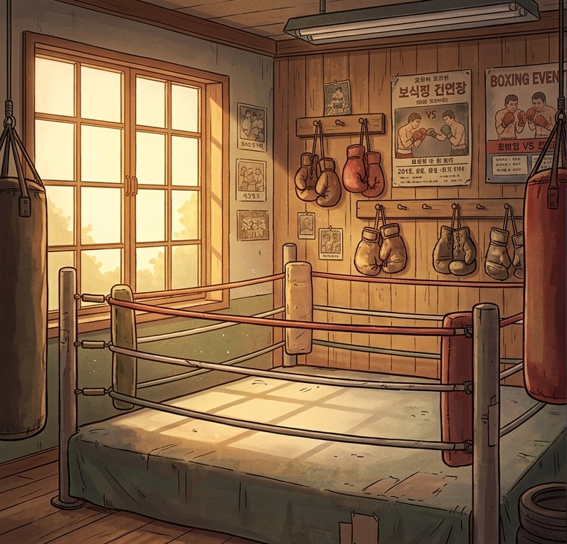 Illustration of a small-town boxing gym